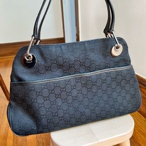 Guaranteed Authentic Gucci GG Eclipse Shoulder Bag Small Tote Black